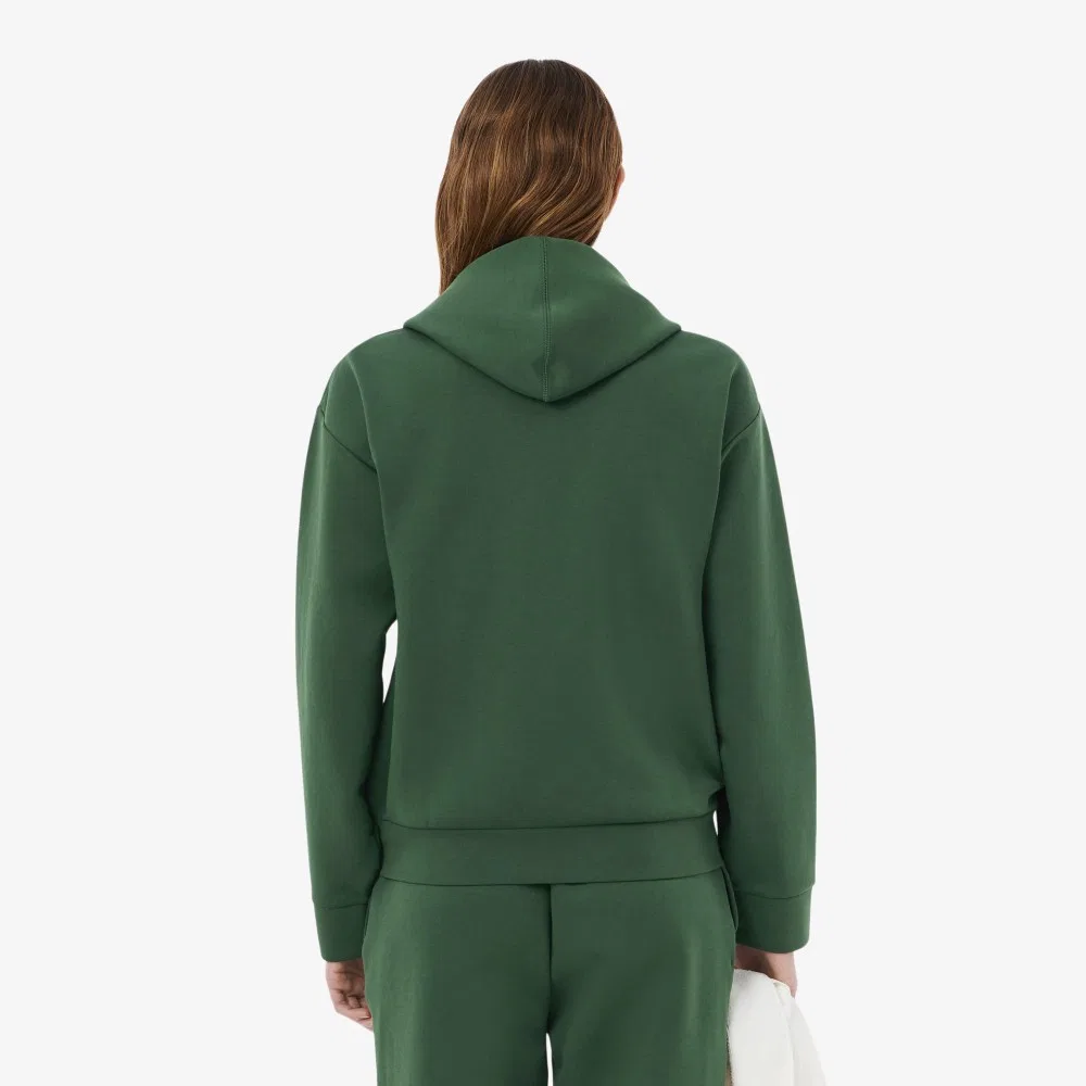 Худи Lacoste спортивная женская на молнии, джерси, зеленая — фото 4