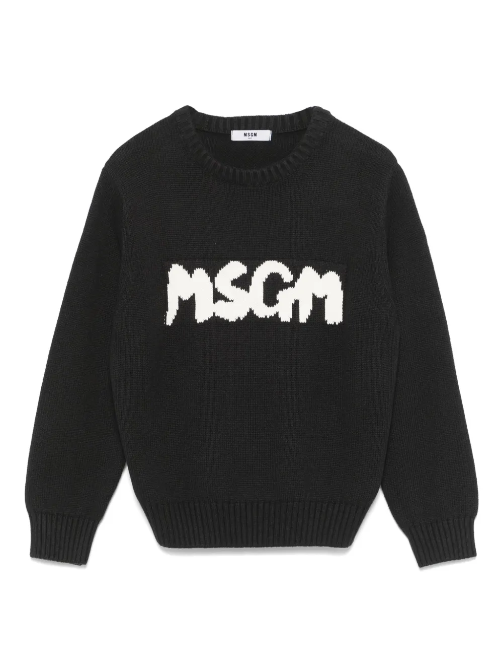 

Свитер с жаккардовым логотипом MSGM Kids, черный