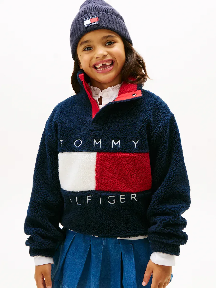 Флисовая куртка из овечьей шерсти с логотипом-флагом Tommy Hilfiger, синий