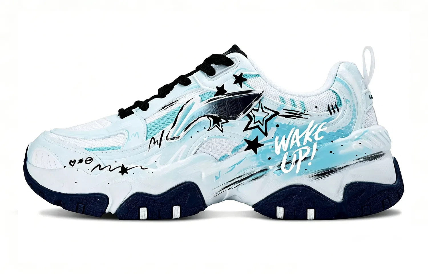 Кроссовки повседневные с ручной росписью Li-Ning Light Blue