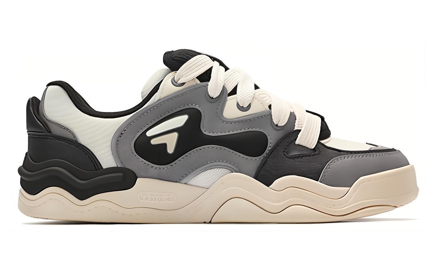 Кроссовки FILA FUSION KICK Wave Bottom Sneakers Skateboarding Shoes Men Low-top Beige/Gray, серый — фото 2