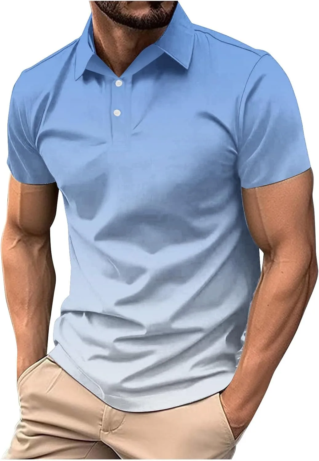 

Мужская поло летняя повседневная с коротким рукавом и градиентом QUNPIU