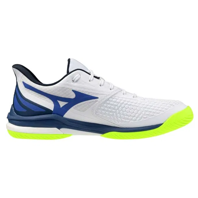 Унисекс кроссовки для тенниса «Wave Exceed Tour 7 AC» от Mizuno, White X Dark Blue X Light Yellow — фото 4