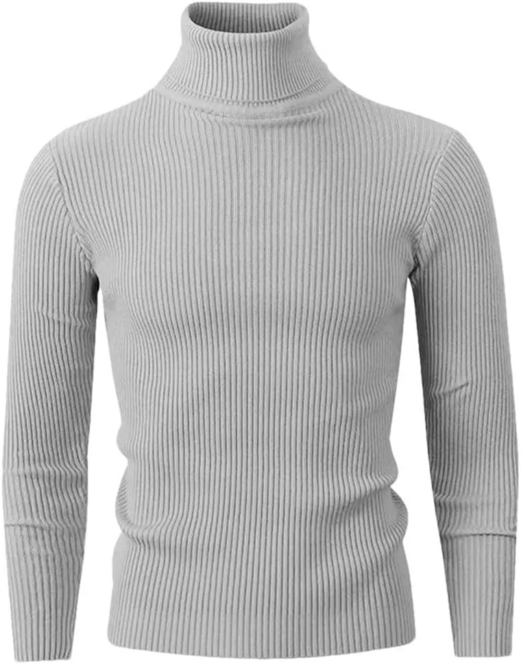 

Мужской однотонный повседневный свитер с высоким воротником Slim Fit