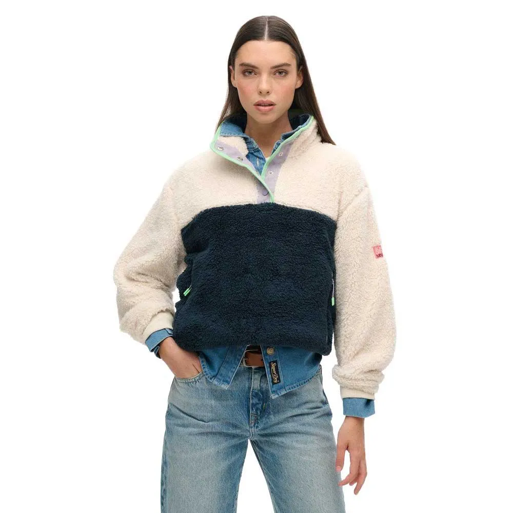 

Толстовка Superdry Super Soft Mash Up Henley, бежевый