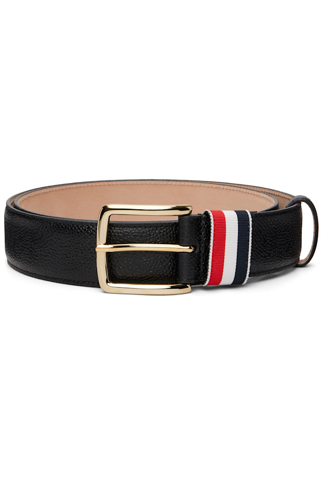 

Ремень с полосатой петлей и текстурой "галька", 35 мм Thom Browne, черный