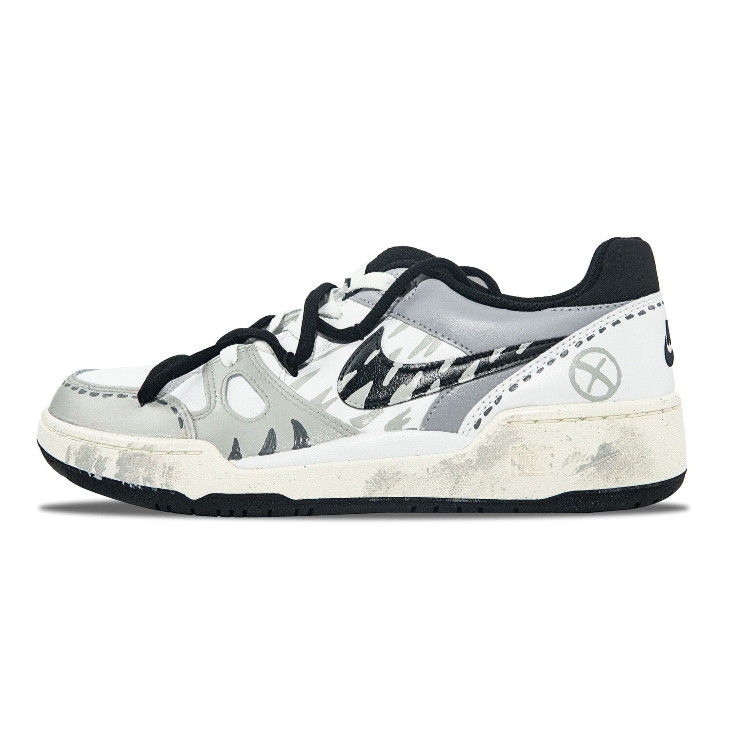 

Кроссовки Nike Full Force Skateboarding Shoes Men Low-top Black/White/Gray, черный/белый/серый