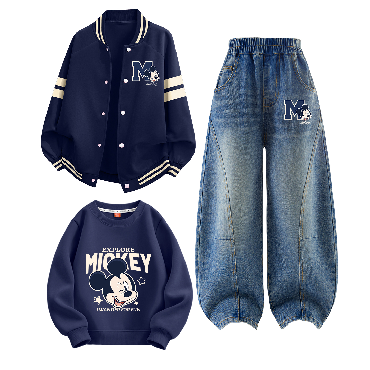 Детский спортивный комплект Casual из 3 предметов Disney, темно-indigo синий+темно-denim синий+темно-indigo — фото 4