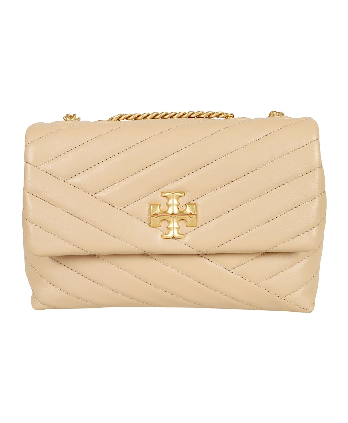

Сумка через плечо с золотым логотипом Tory Burch, бежевый