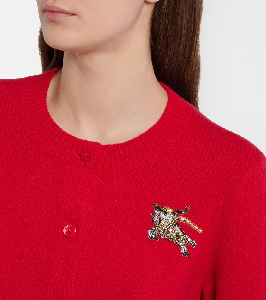 Кардиган Burberry Sienna EKD из шерсти и кашемира, красный — фото 4