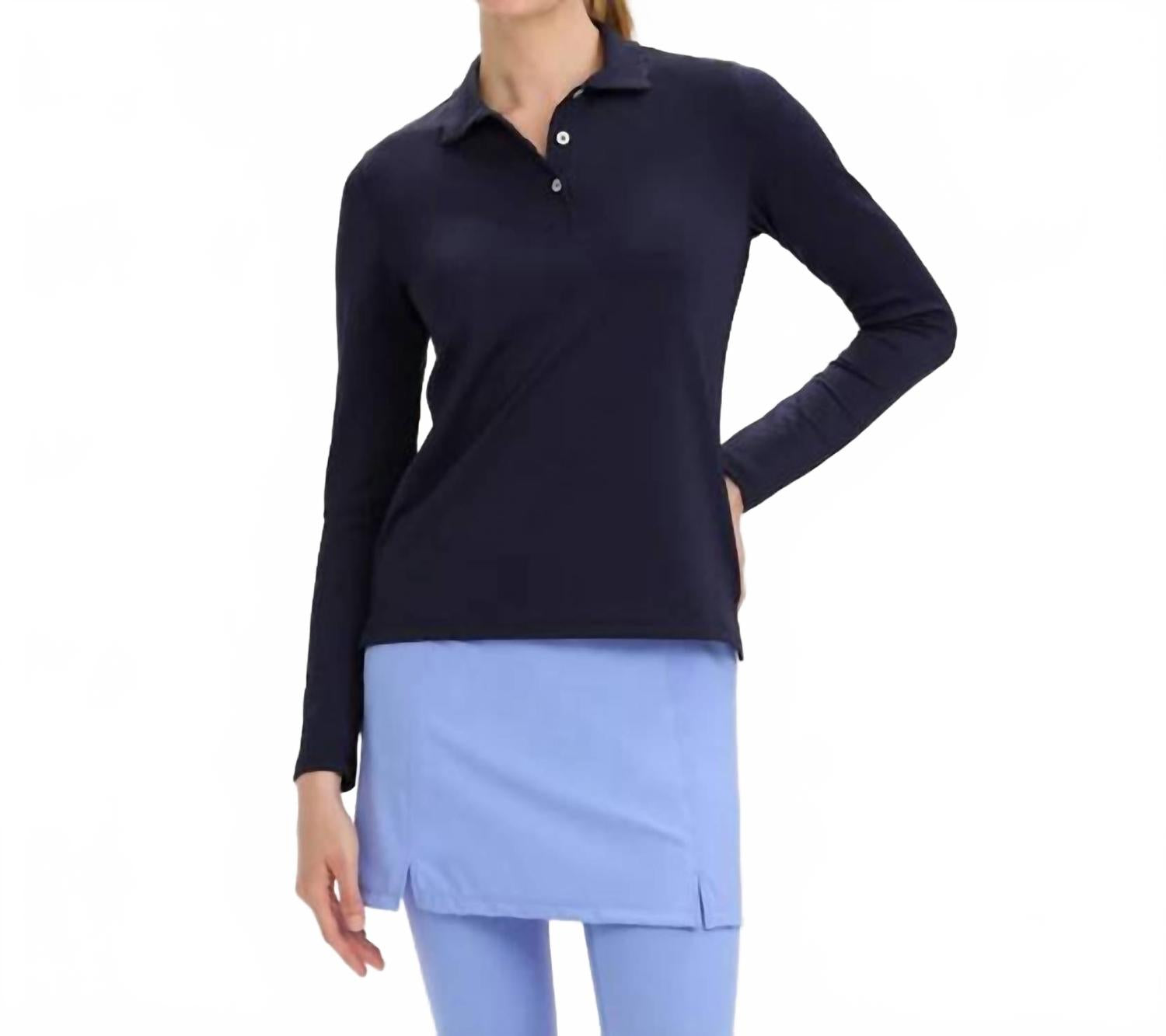 

Рубашка поло с длинным рукавом и фестончатым воротником, цвет: темно-синий Renwick