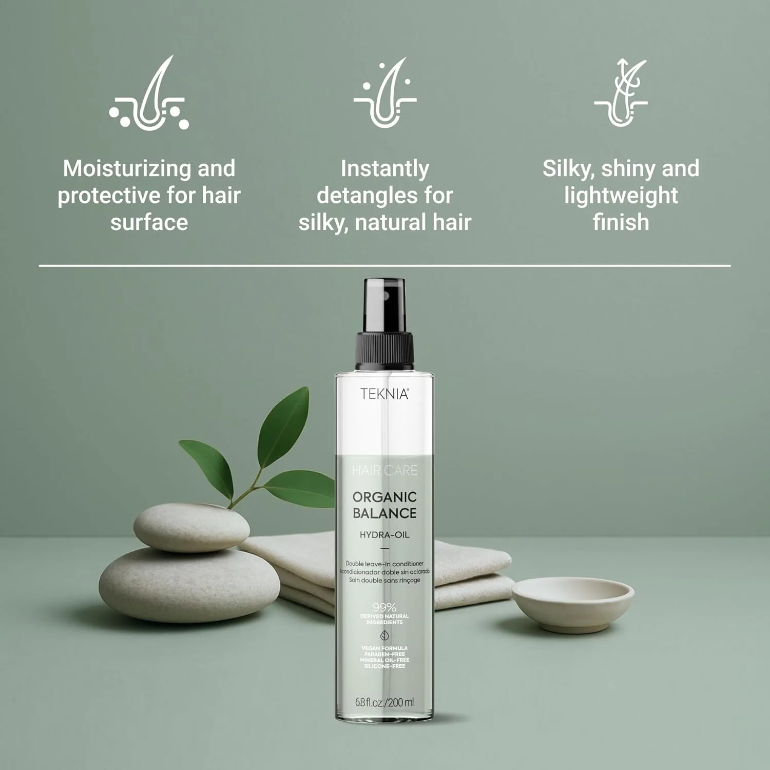 LAKMÉ Teknia Organic Balance Hydra-Oil Spray, увлажняющий несмываемый кондиционер-спрей, 6,8 жидких унций — фото 3