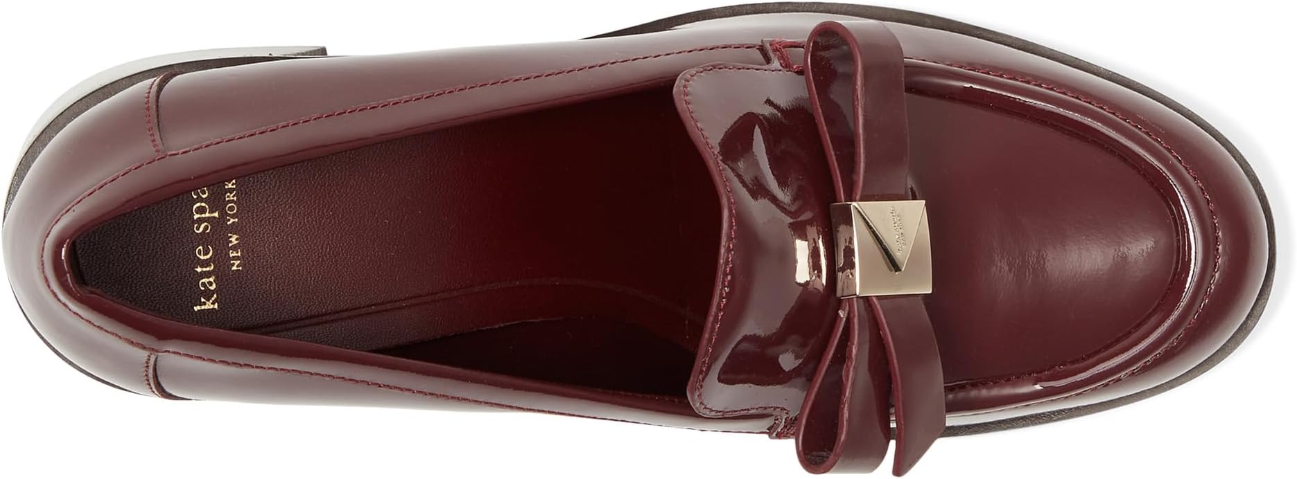 Туфли Kate Spade New York Women's Deco Bow Patent Leather Heeled Loafers, Dark Merlot — фото 2