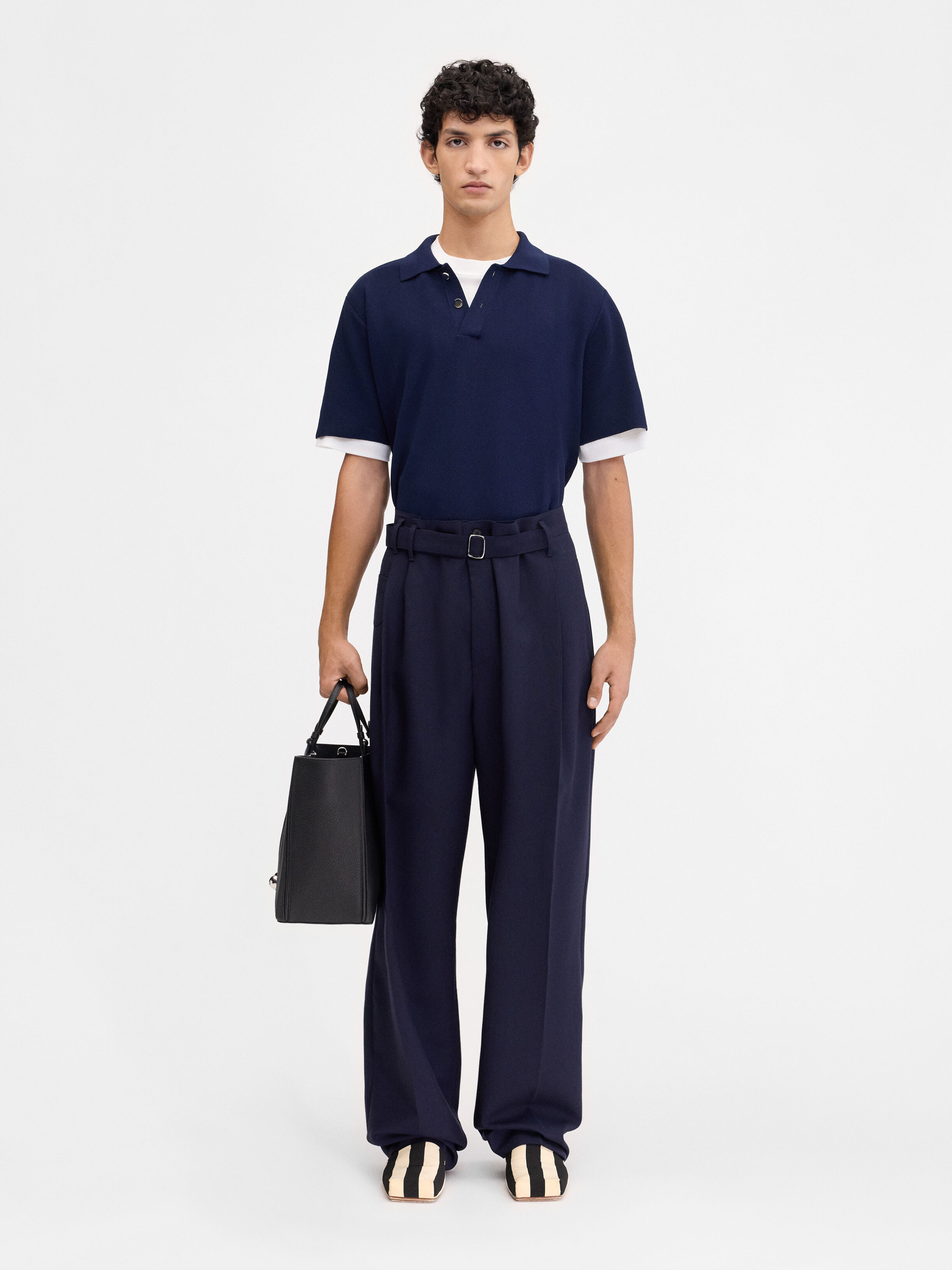

Вязаное поло JACQUEMUS The knit polo shirt, темно-синий