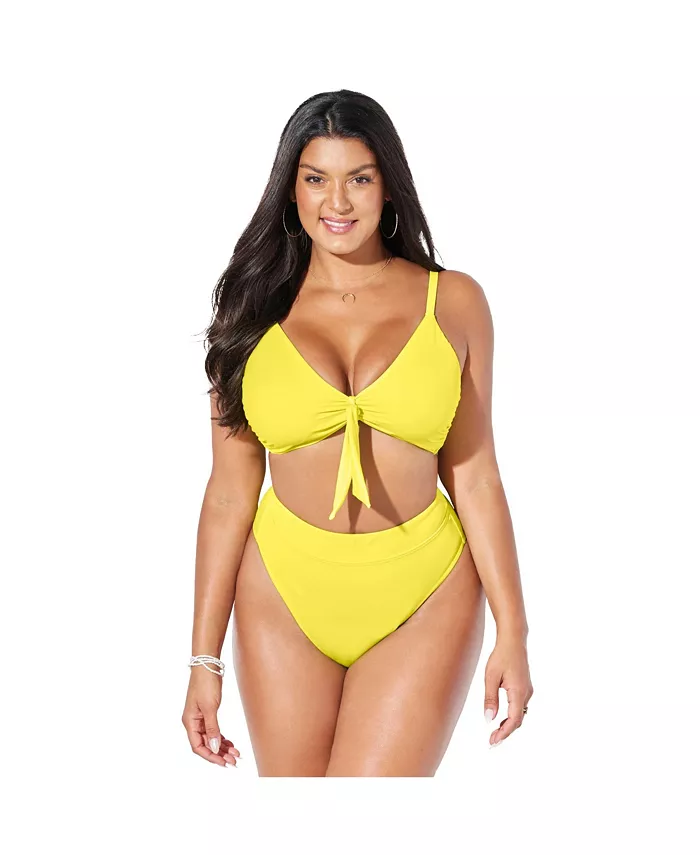 

Женский бикини-топ Mentor с завязками спереди Swimsuits for All, желтый