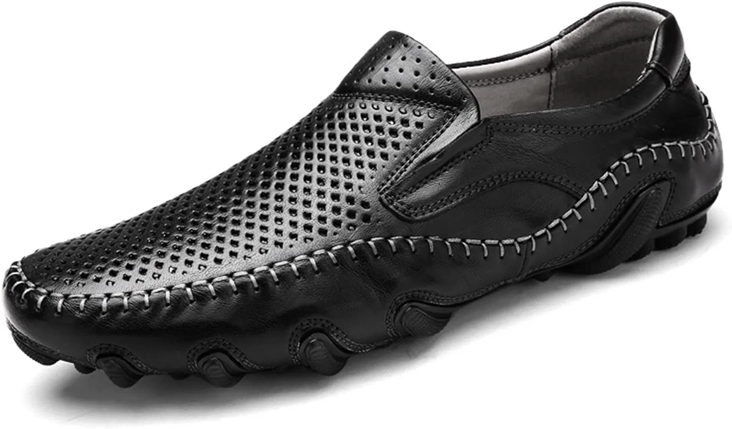 Лоферы кожаные дышащие Black Perforated