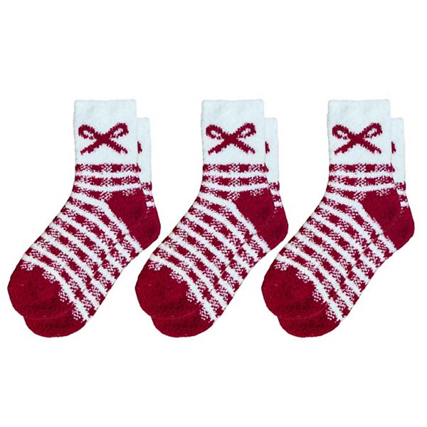 

Набор из 3 пар вязаных носков с пушистым бантом, мягкой текстурой и узором в виде банта Anna-Kaci, Red