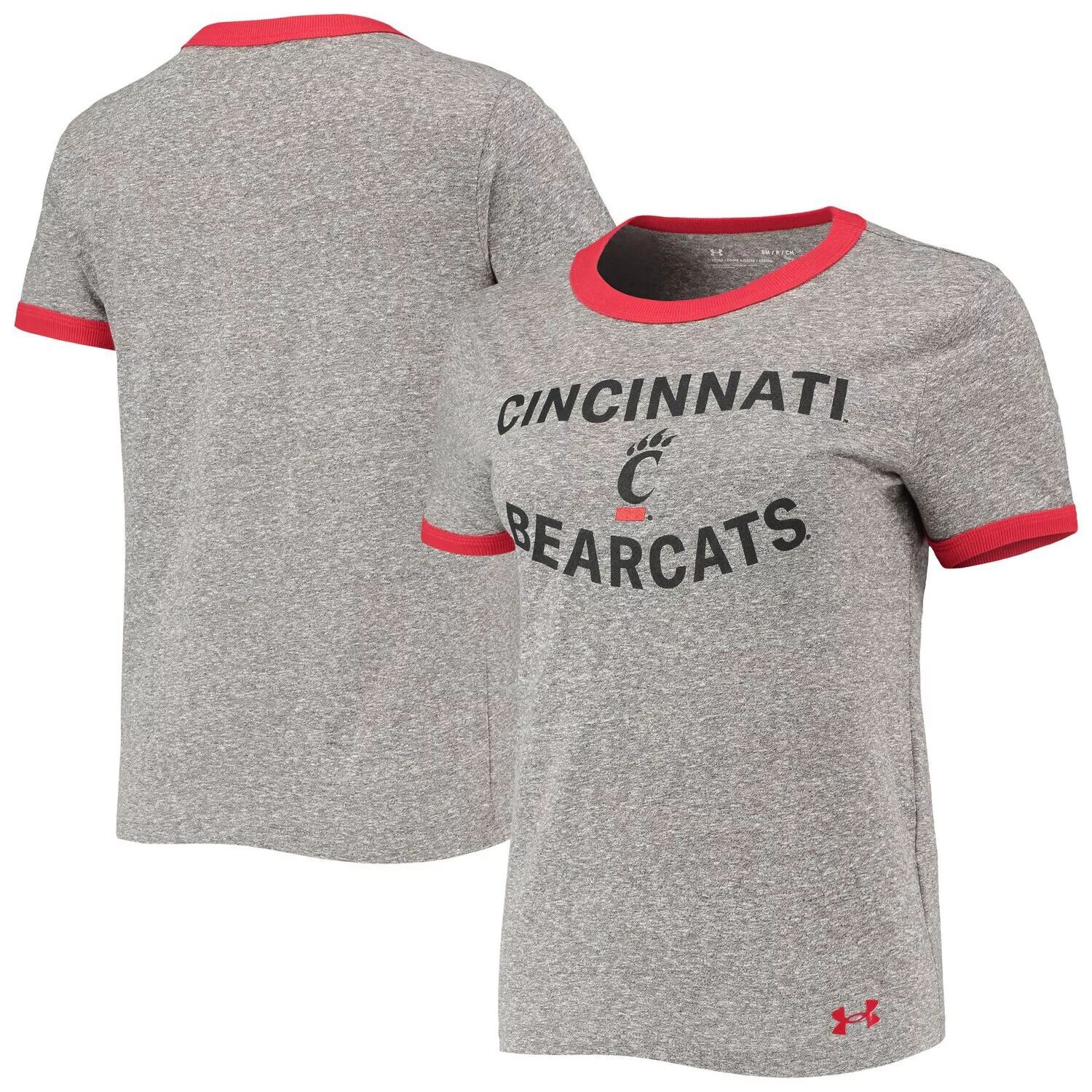 

Женская футболка Under Armour Heathered Grey Cincinnati Bearcats Siro Slub Tri-Blend Ringer Under Armour