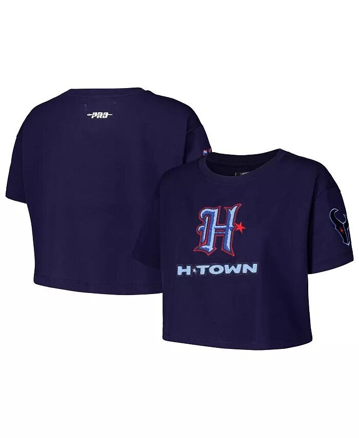 

Женская укороченная футболка свободного кроя темно-синего цвета Houston Texans H-Town Pro Standard, синий