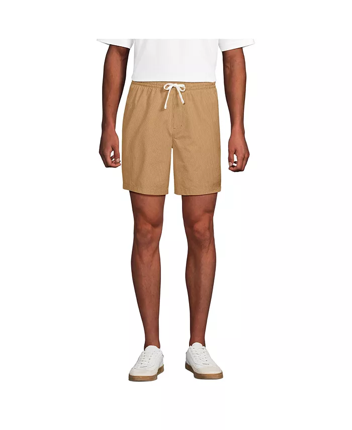 

Мужские шорты Seersucker Beach to Boardwalk с манжетой 7" на резинке Lands' End, коричневый