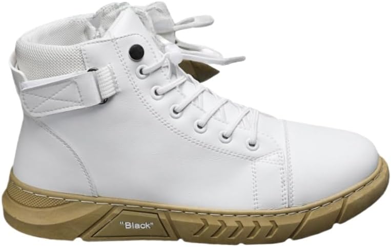 

Модные мужские ботинки большого размера - мягкий и нежный верх, высокие повседневные кожаные мужские ботинки Clolinde, белый