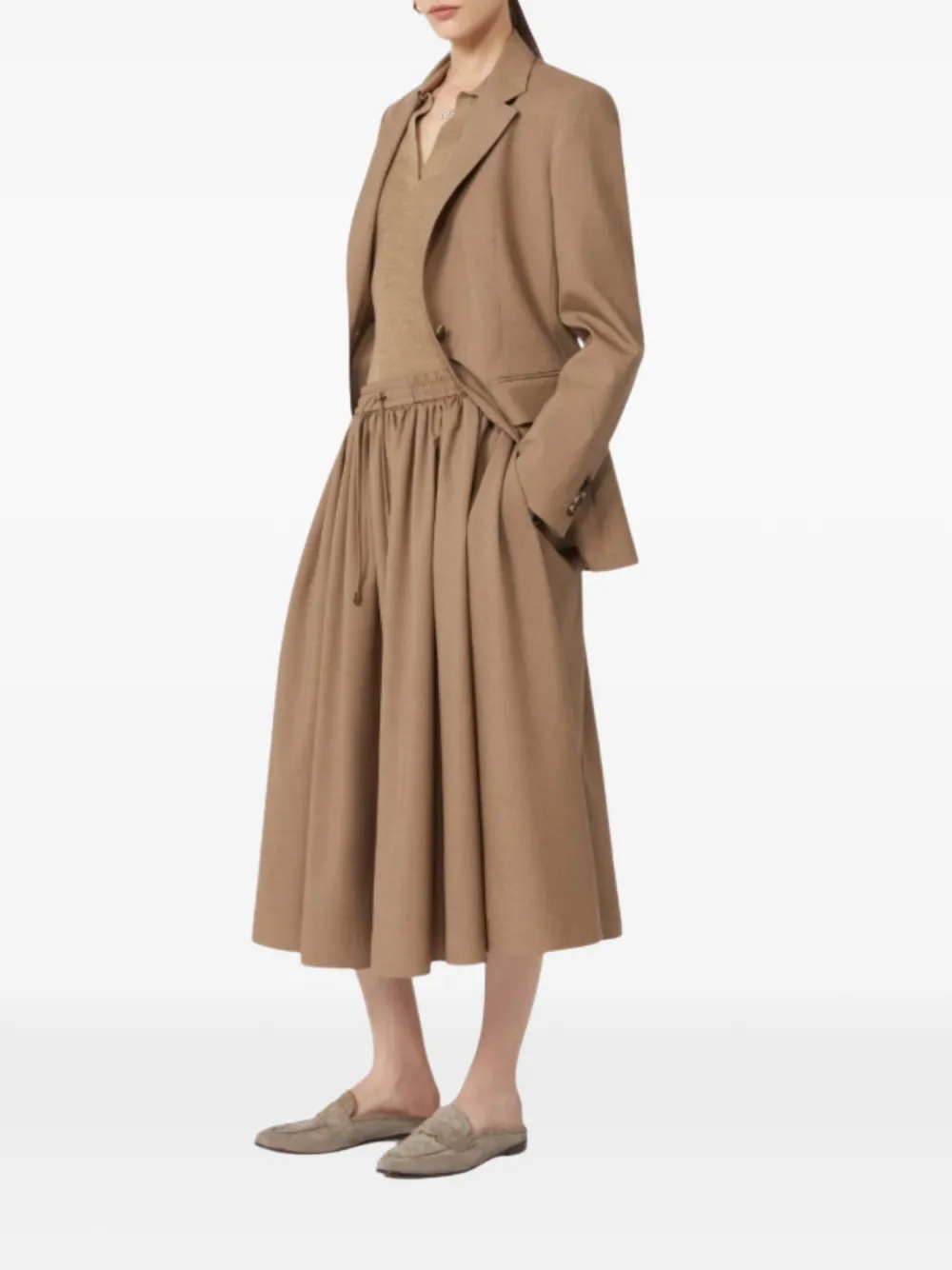 Юбка на резинке с завязками Max Mara, коричневый — фото 2