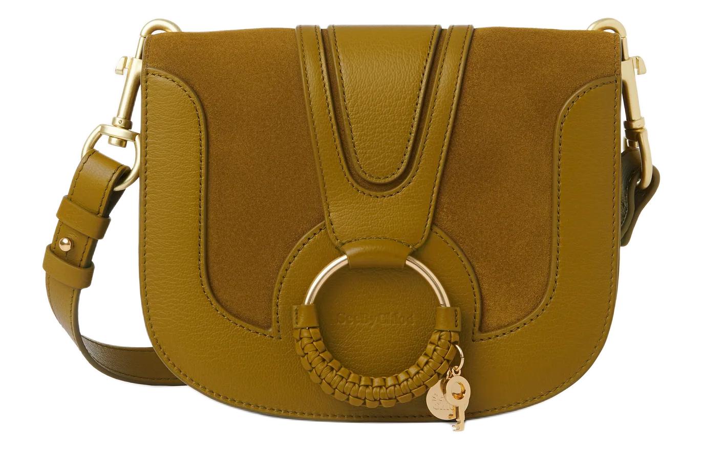 

See By Chloe Женская сумка-кроссбоди Hana из зернистой коровьей кожи с отделкой нубуком, оливкового цвета