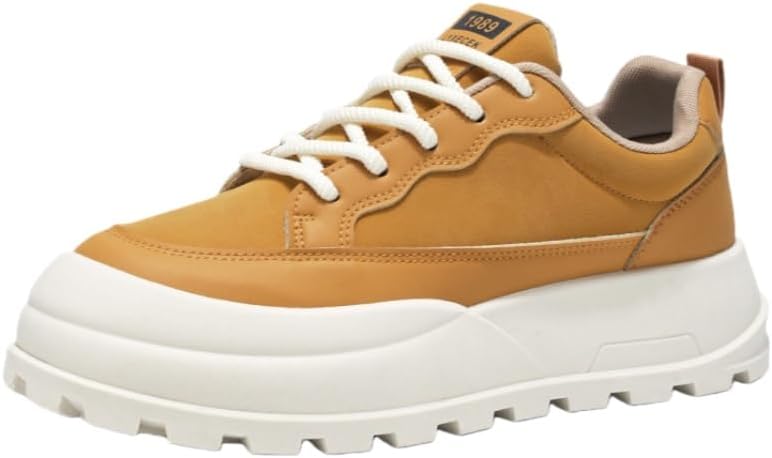 

Мужские кроссовки низкие с толстой подошвой, спортивного и повседневного стиля, с шнуровкой спереди, противоскользящей подошвой и комфортной мягкой подкладкой Clolinde, Camel