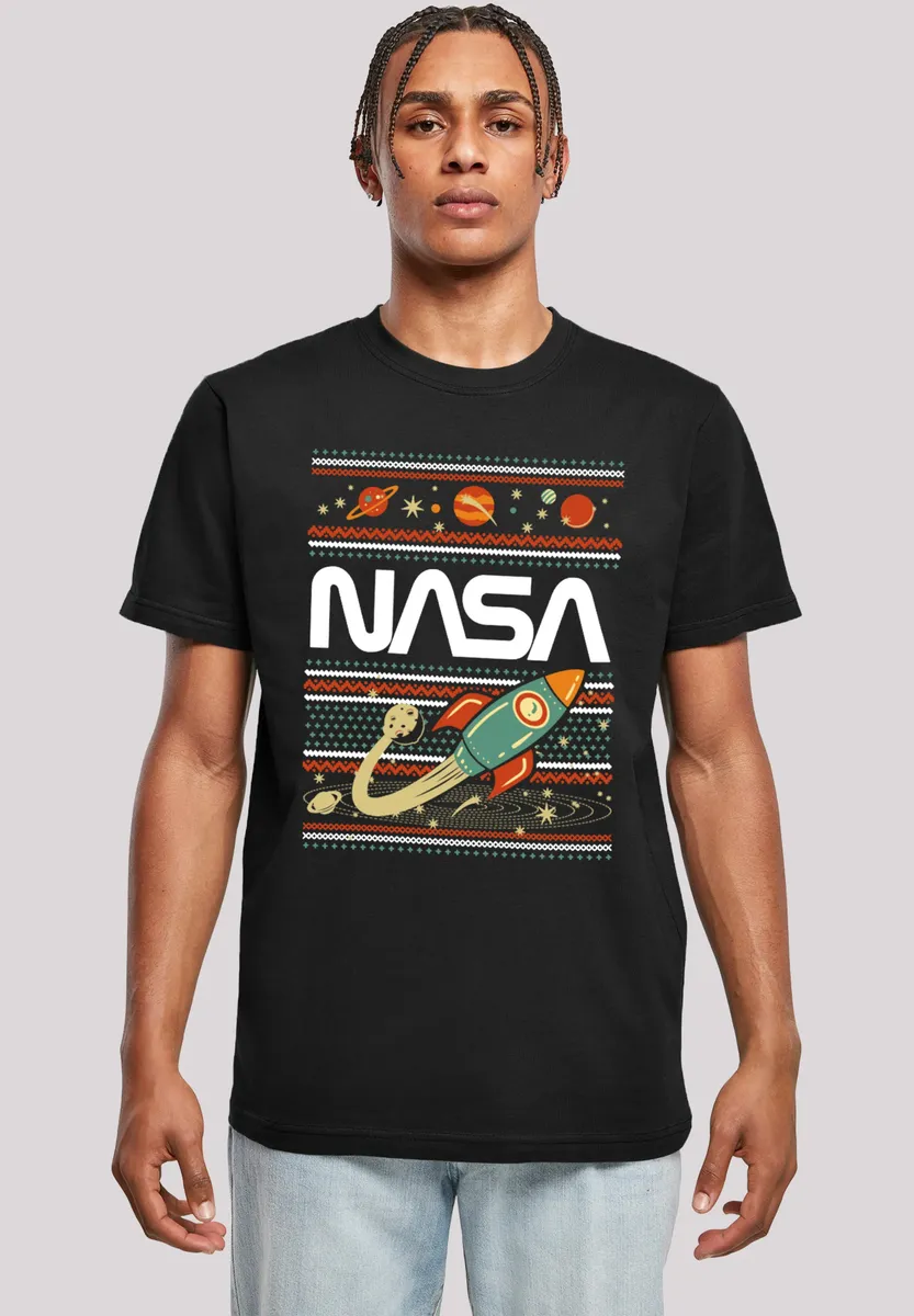 

F4NT4STIC Футболка "NASA Fair Isle", мужская, премиум-мерч, стандартного кроя, базовая, с принтом, черный