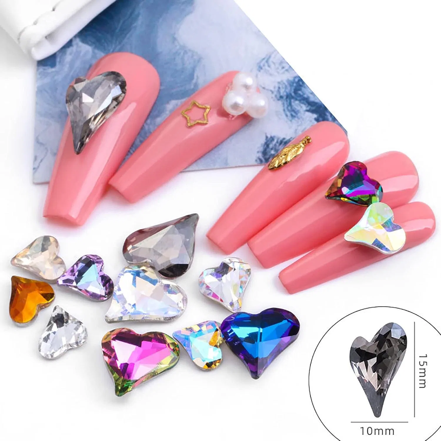 Стразы для ногтей «Crooked Heart 3D Glitter Rhinestones» 36 шт. ‎Marmoday — фото 3