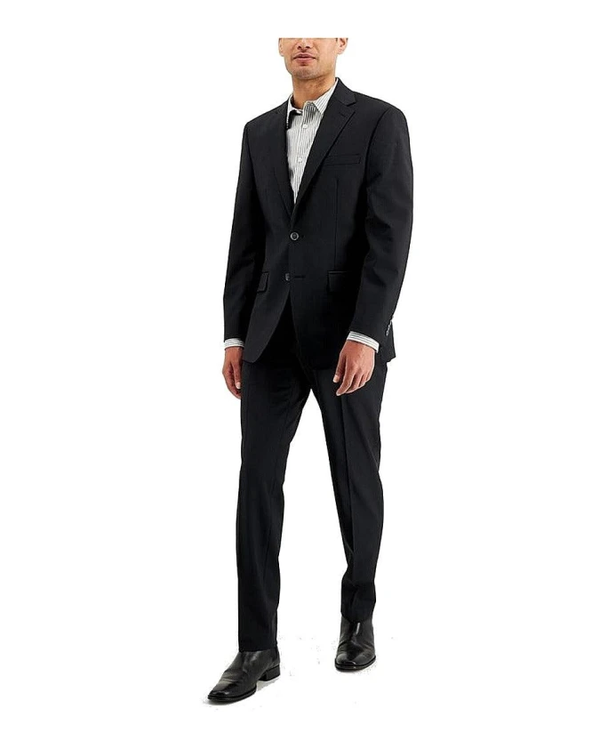 

Черный костюм из шерстяной смеси современного кроя Calvin Klein, черный