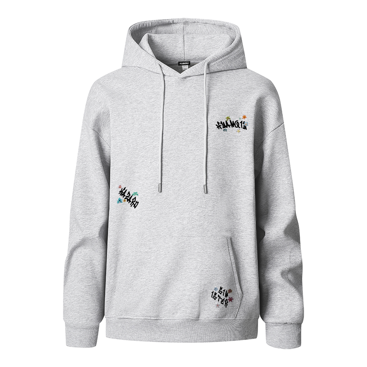 

Толстовка Unisex Hooded Moderate Heavyweight HUANQIU, белый heather серый
