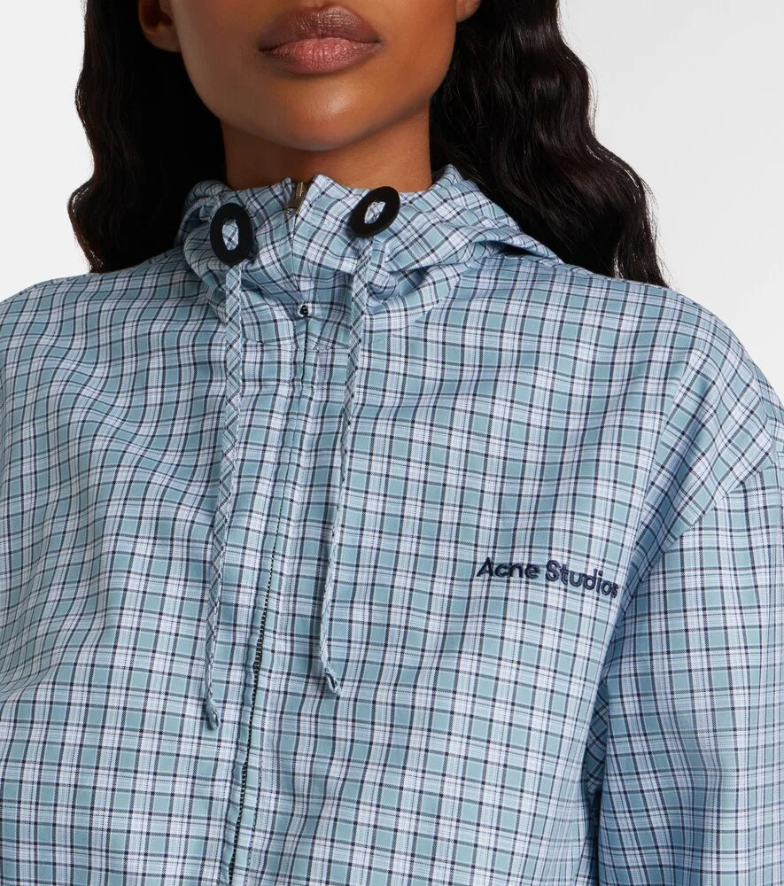 Клетчатая техническая куртка Acne Studios, синий — фото 3