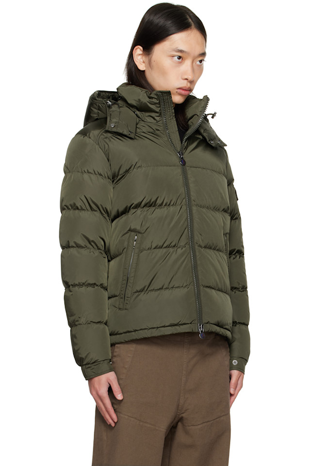 Moncler Короткая пуховая куртка цвета хаки майя матовая — фото 2