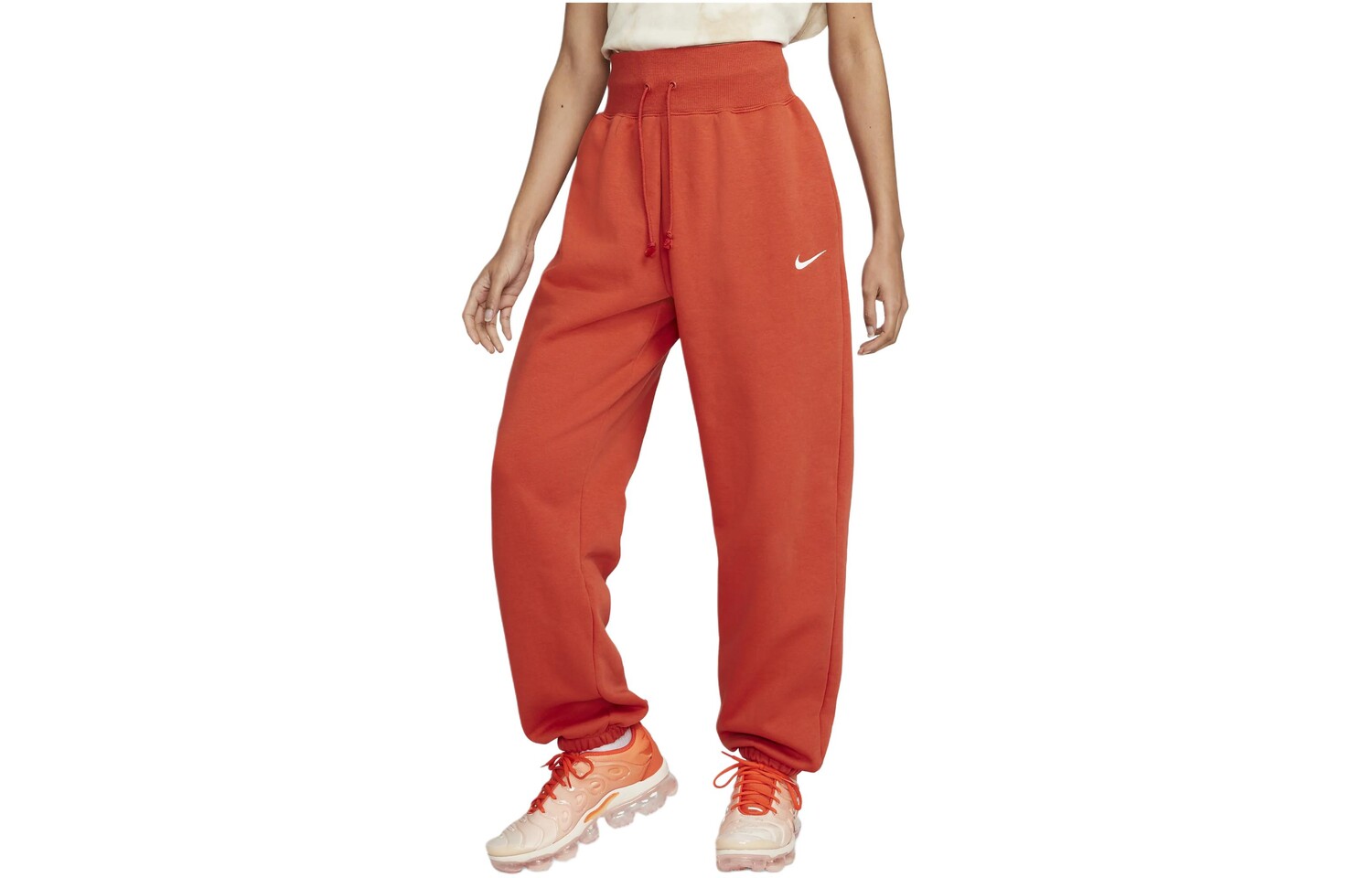 

Трикотажные спортивные штаны женские оранжево-красные Nike