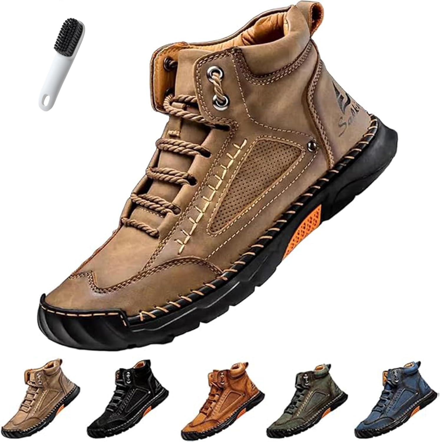 

Мужские ботинки, ручной работы из кожи, удобные водонепроницаемые ботинки с поддержкой свода для походов и трекинга на открытом воздухе Biliker, хаки