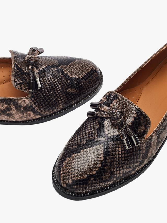Fillipa туфли-лодочки с узлом и кисточками в змеином принте Moda in Pelle, Taupe/Black — фото 3