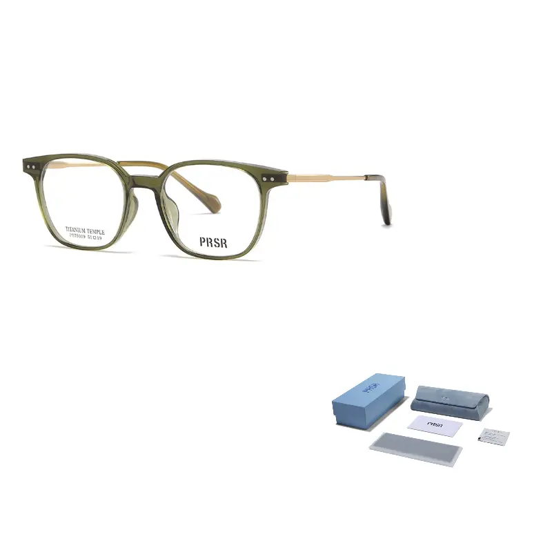 

Prsr Пластиковая оправа для очков квадратной формы, Transparent green gold PT75019COL.40