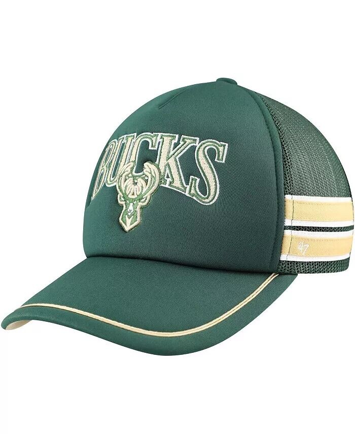 

Мужская регулируемая шляпа Hunter Green Milwaukee Bucks Sidebrand Stripes Trucker '47 Brand, зеленый