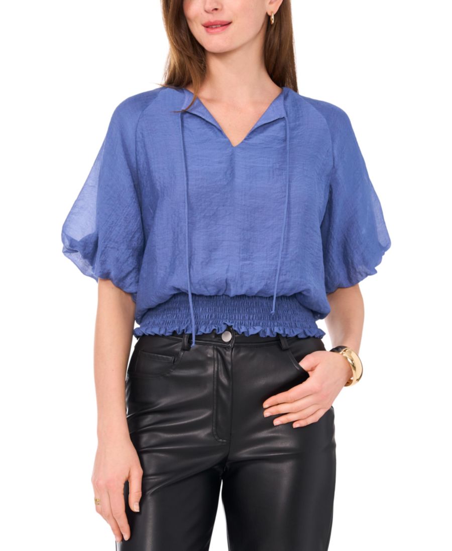 

Женская блузка с короткими рукавами и присборенной талией Vince Camuto, Vintage Blue