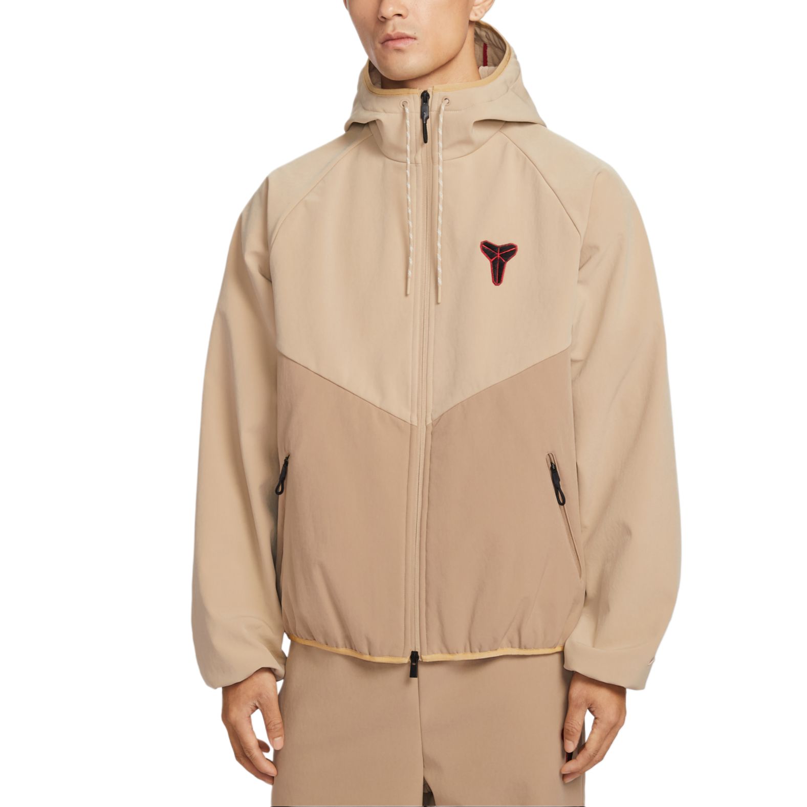 

Nike Куртка WINDRUNNER мужская Linen/UK Khaki/Gym Red с капюшоном