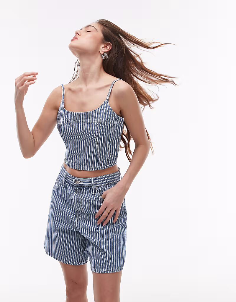 

Джинсовый топ-комбинезон Levi's в полоску синего цвета