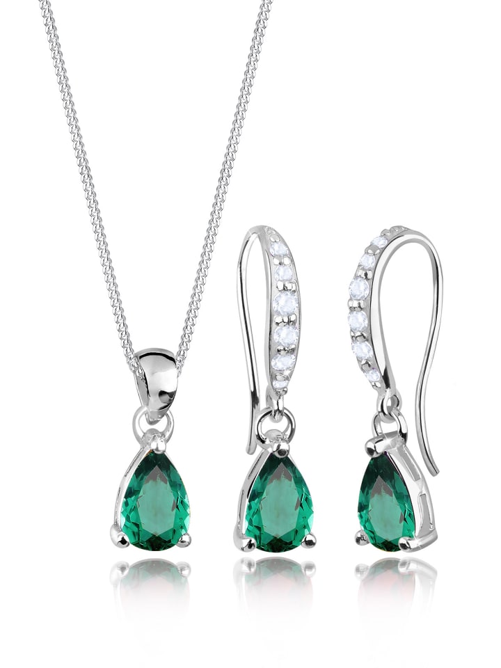 

Elli Колье Schmuckset 925 Sterling Silber Tropfen in Grün