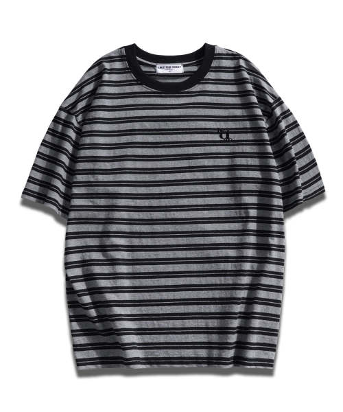 

Футболка с коротким рукавом, свободного кроя, с двойной полосой LIKE THE MOST, серая