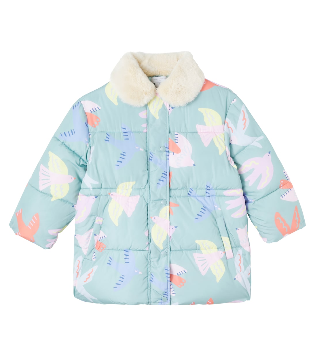 

Куртка с принтом и отделкой из искусственной овчины Stella McCartney Kids, Grigio Multicolor