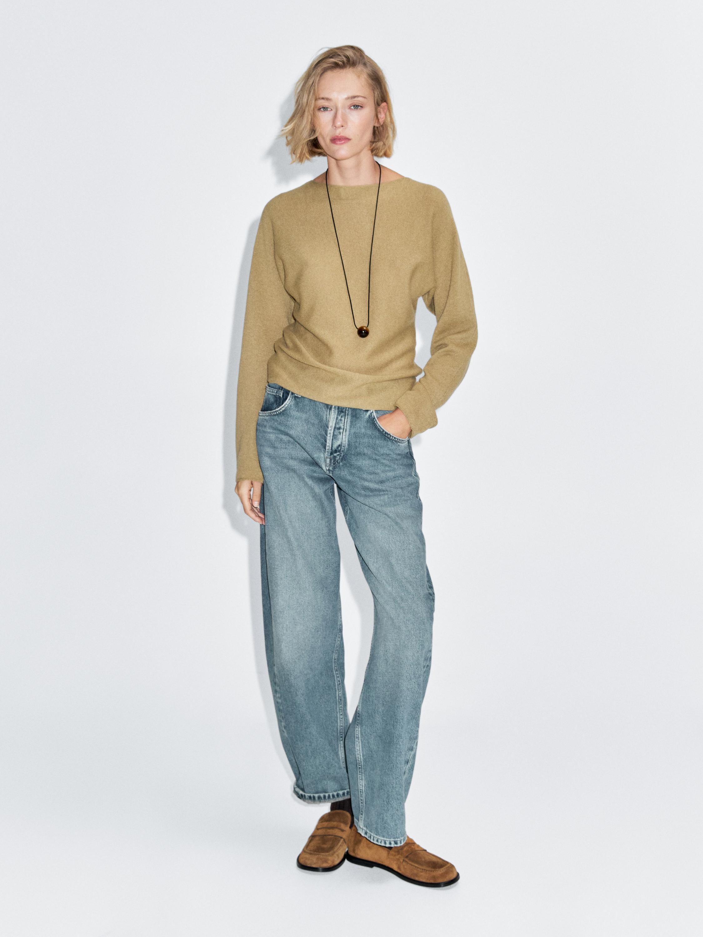 

Свитер с вырезом лодочкой Massimo Dutti, бледно-зеленый