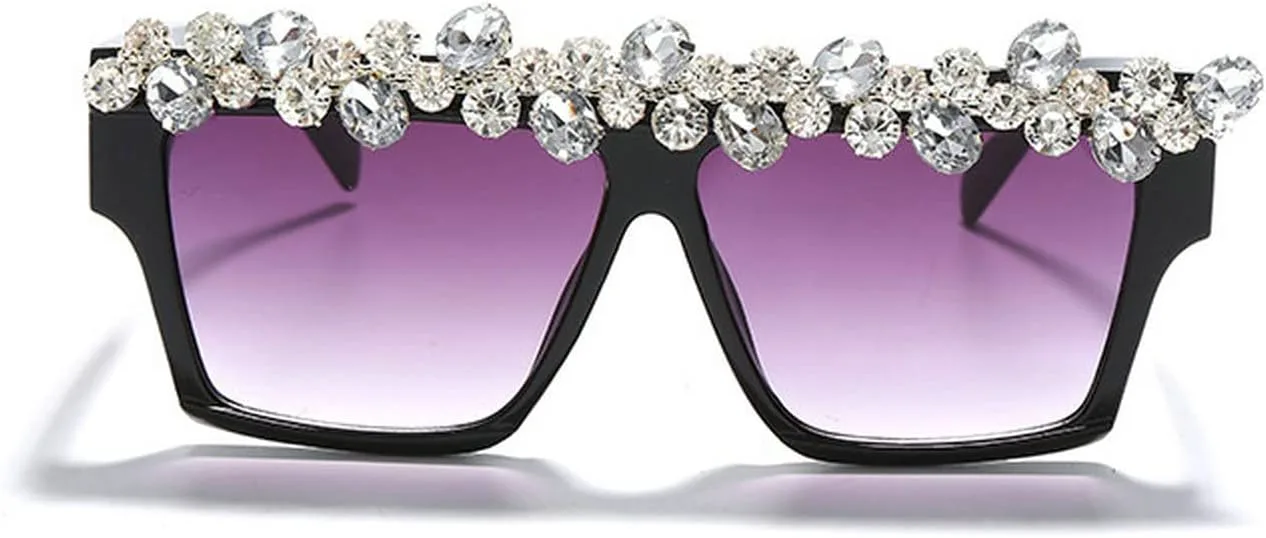 

Laureles — большие квадратные солнцезащитные очки с бриллиантами для женщин, модные солнцезащитные очки со стразами для мужчин, панк-очки, Black Gradient Grey