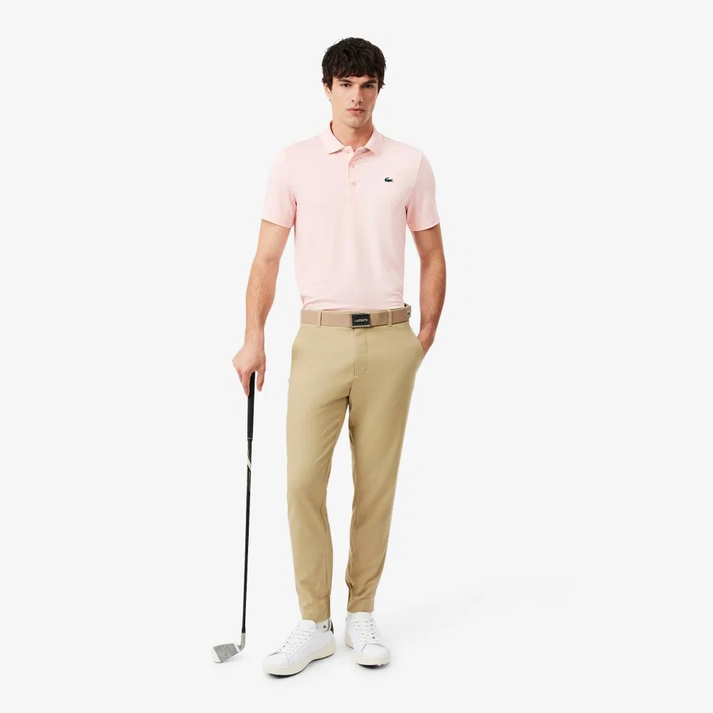 Мужская базовая футболка-поло для гольфа светло-розового цвета от Lacoste — фото 4