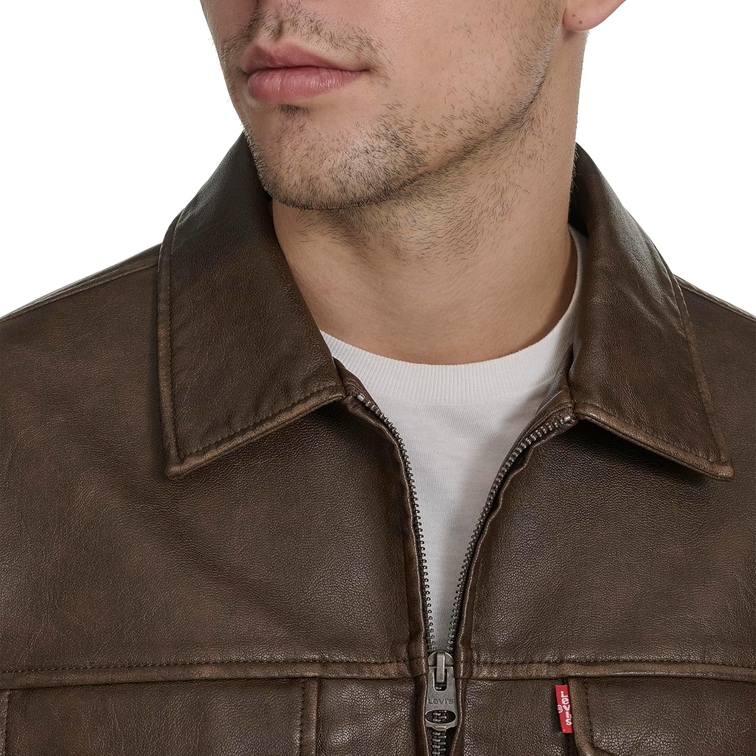 Мужская куртка Levi's из искусственной кожи Levi's Modern Trucker Jacket, Saddle — фото 4