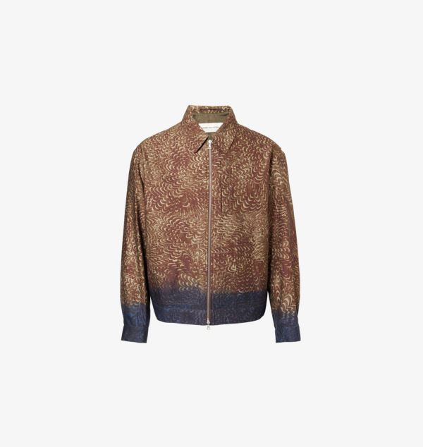 

Куртка из хлопка классического кроя с абстрактным принтом и накладными карманами Dries Van Noten, коричневый